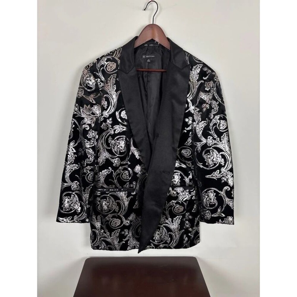 Altered Sleeves INC International Black Velvet Silver Suit Blazer Men’s XXL
